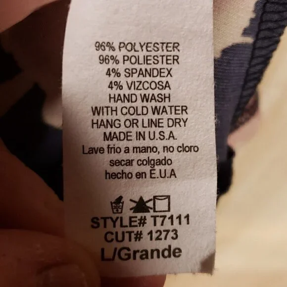 MTS Womens Navy Stretchy Floral Top Large - Picture 5 of 5